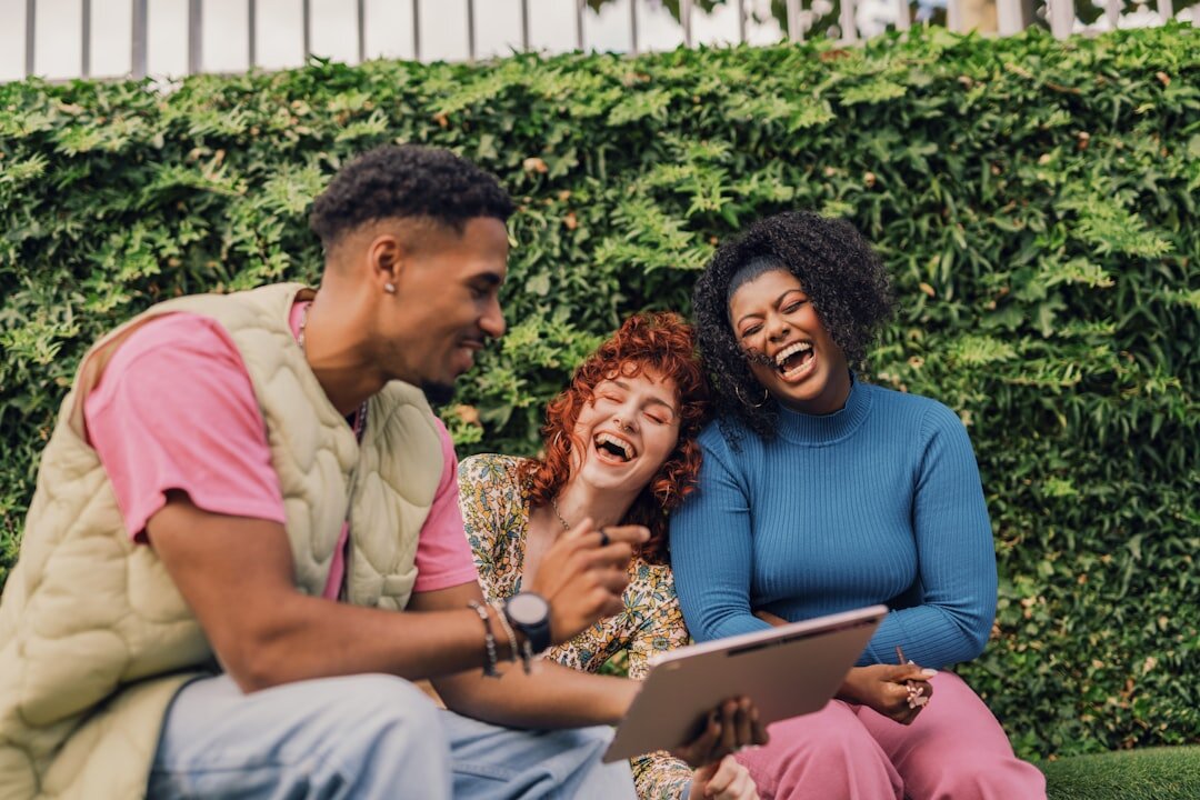 group of friends chatting online